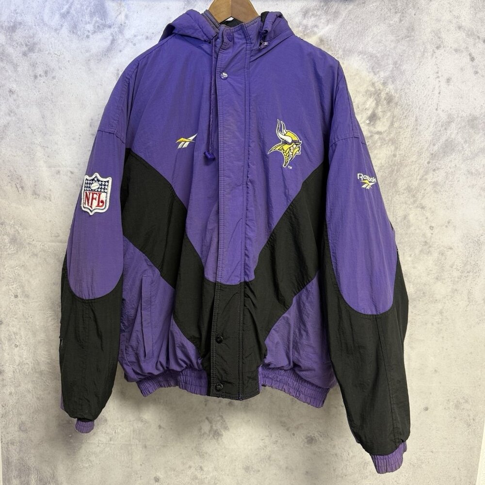 Vintage Minnesota Vikings Reebok Proline Puffer Jacket Mens XL Purple